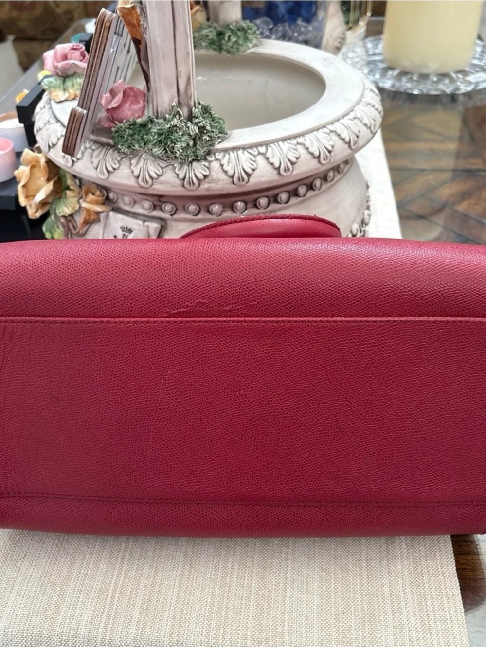 Ecco Genuine Leather Stylish Red Women's Satchel Handbag Large